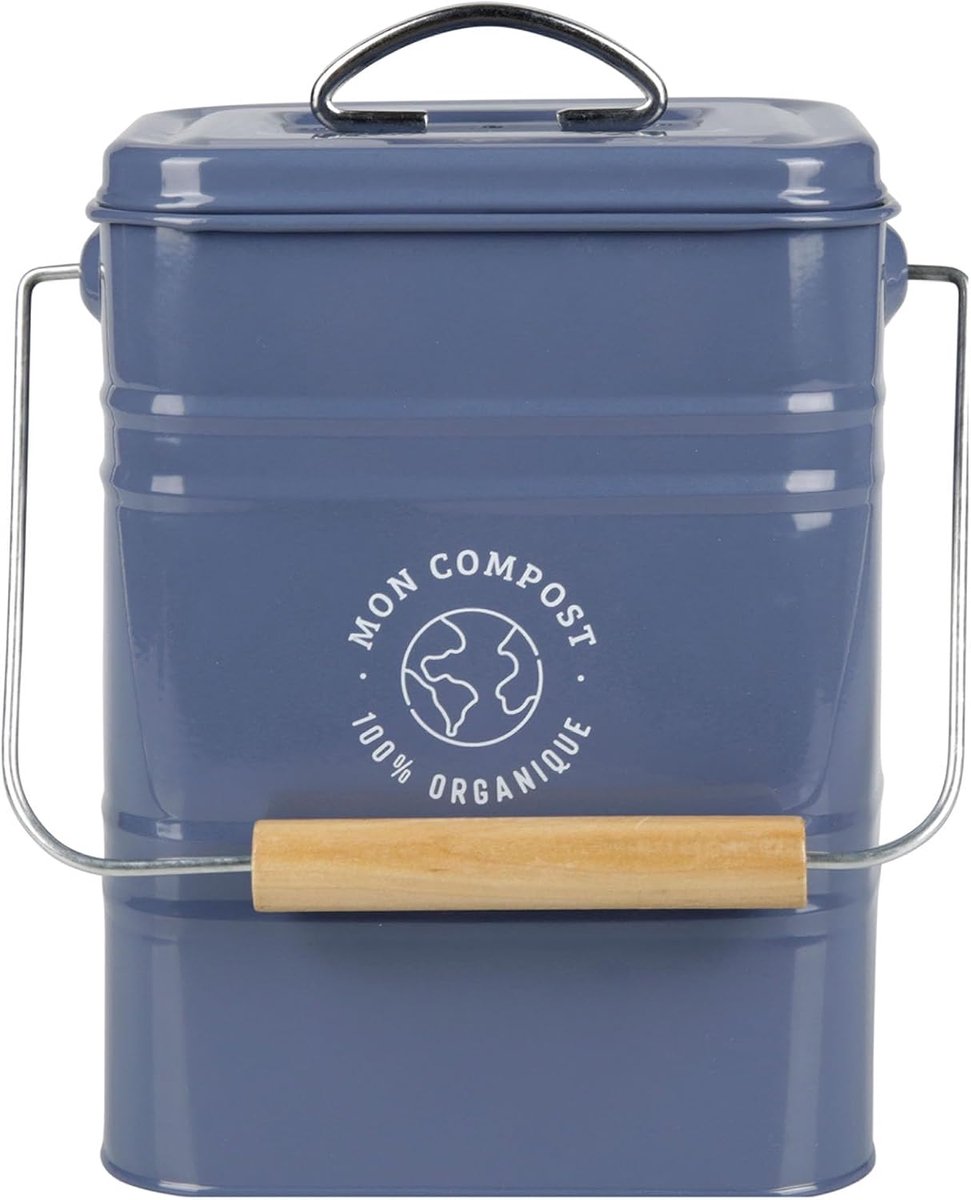 Keuken Compostbak - Afvalbak Keuken - Organisch Afval - Inclusief Koolstoffilter - 3.5 Liter 16.5cm - Metaal