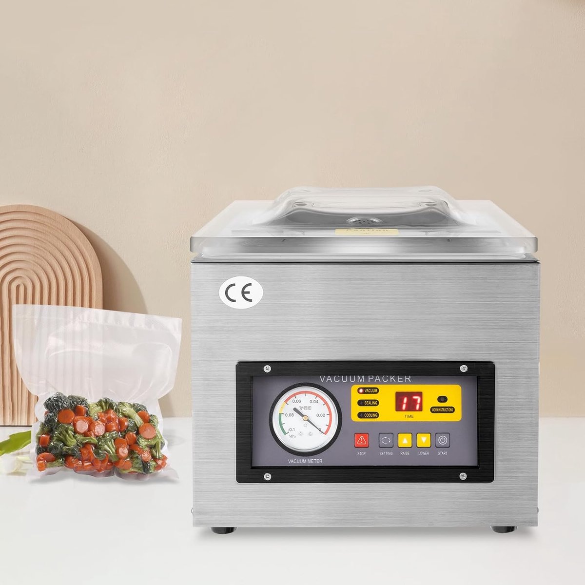 Vacuümmachine - Verzegelingsmachine - Levensmiddelen Verpakken - Industriële Kwaliteit - 26cm Zegelbreedte - Zilver