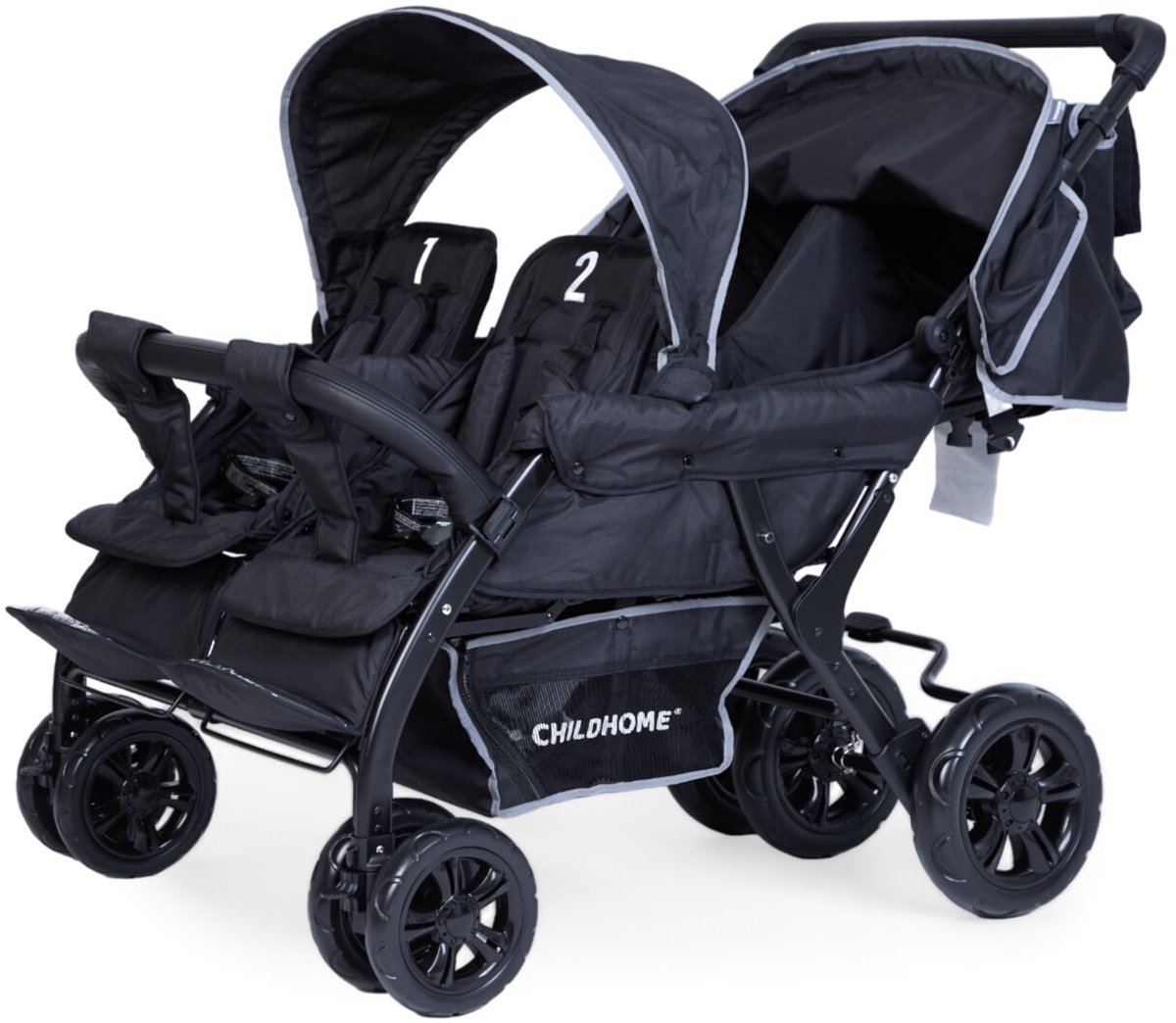 Childhome Quadruple Kinderwagen met Regenhoes - Zwart - afbeelding 3