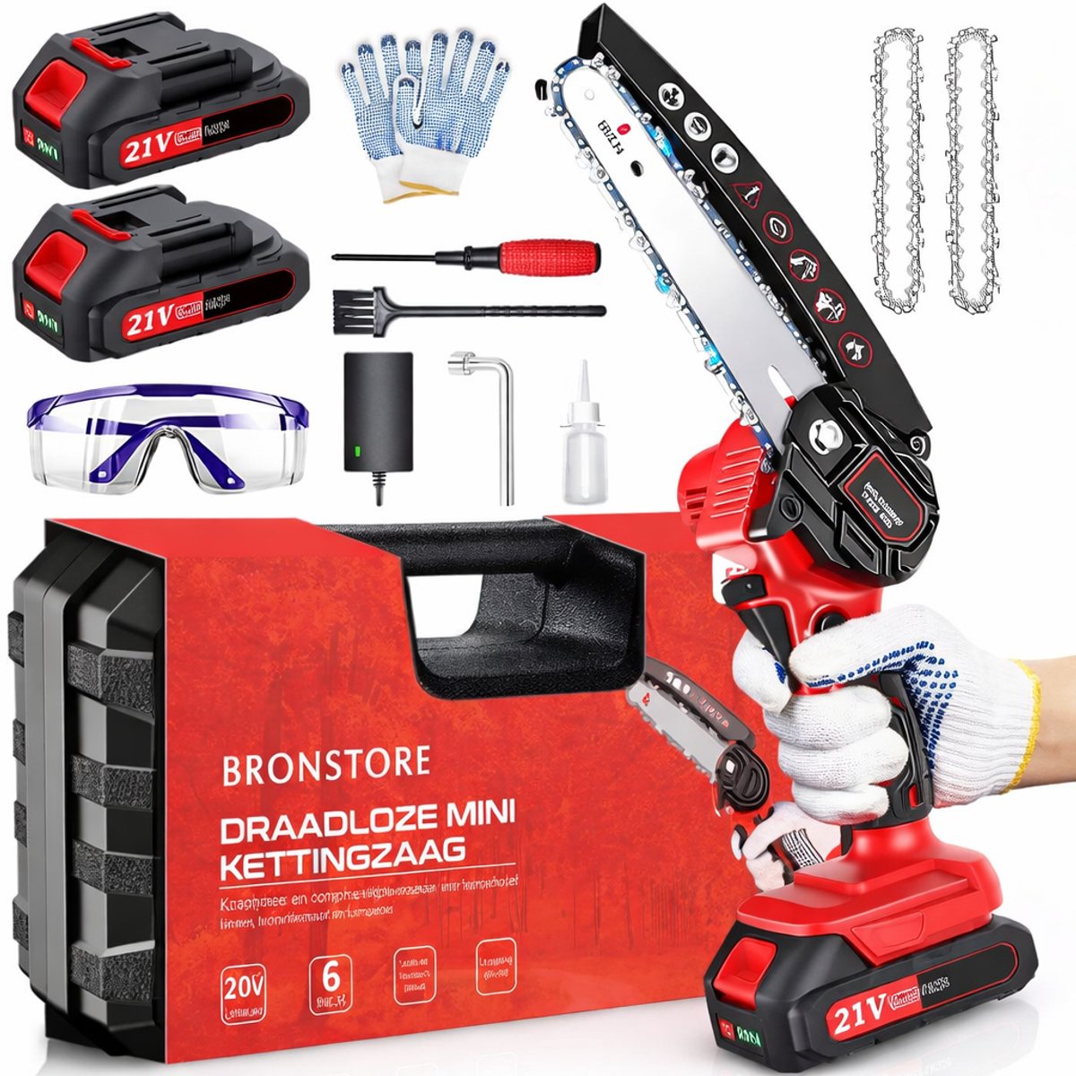 Bol.com BronStore® Professionele Mini Kettingzaag - Elektrische Snoeischaar - Boomzaag & Takkenzaag - Geschikt voor Makita Accu ... aanbieding