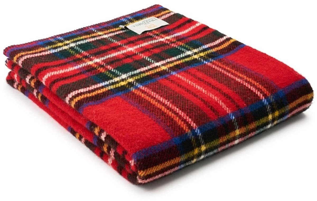 Tweedmill Plaid zonder franje Tartan Royal Stewart - 150x200 - Nieuw Wol - Tweedmill UK Rood