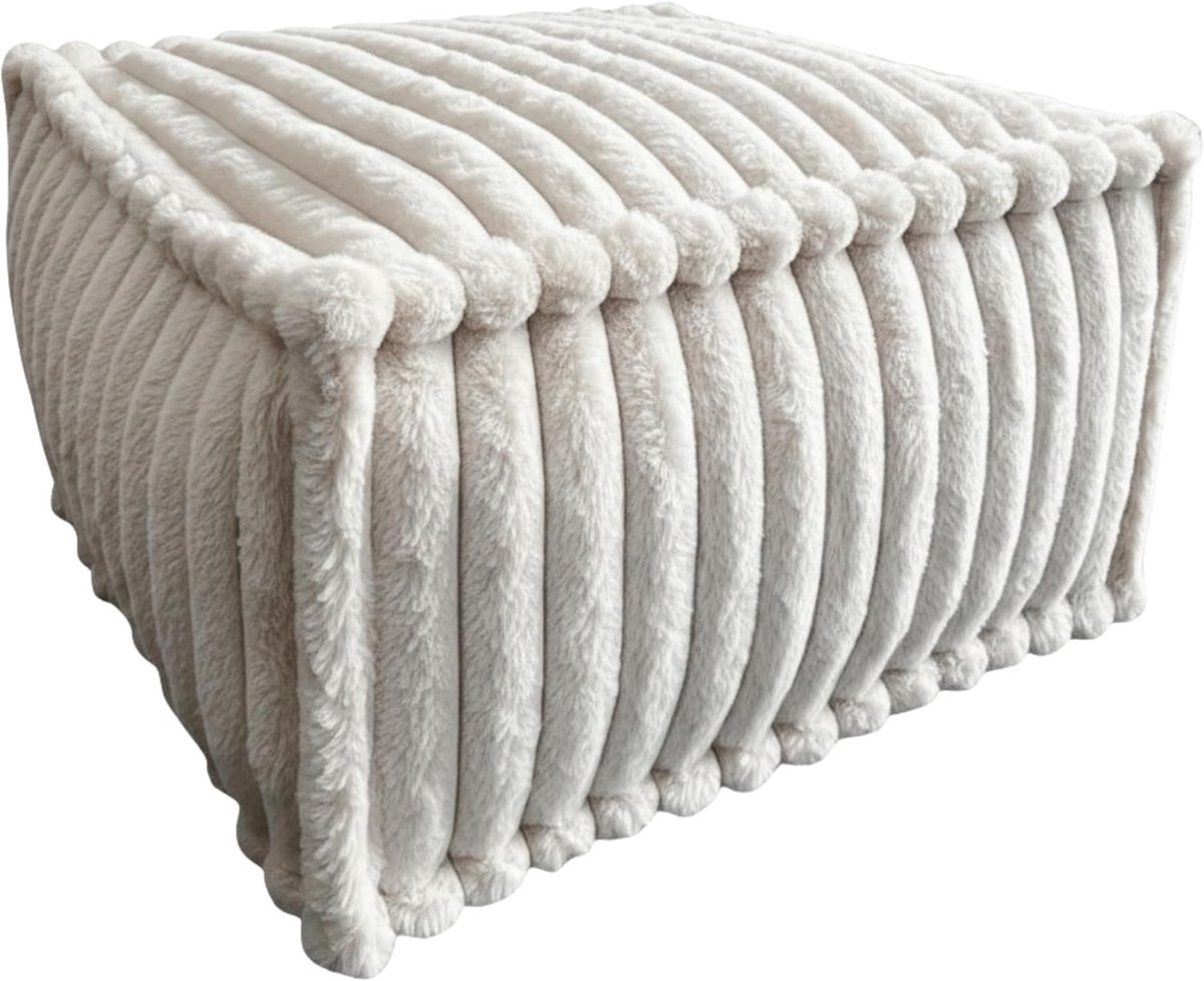 Voetensteun Ottomaan - Zachte Poef - Ontspannen Zitten - Schuimvlokken Vulling - 60x80x38 cm - Beige