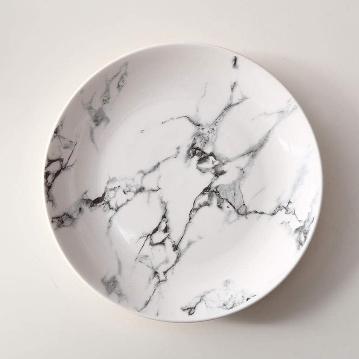Diner Plaat - Ontbijt Kom - Thuis Diner - Vaatwasmachinebestendig - 8 inch - Marmer