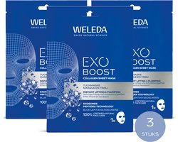 WELEDA Exo Boost Collageen Gezichtsmasker - Sheet Mask - 3 stuks - Voordeelverpakking - Geeft Een…