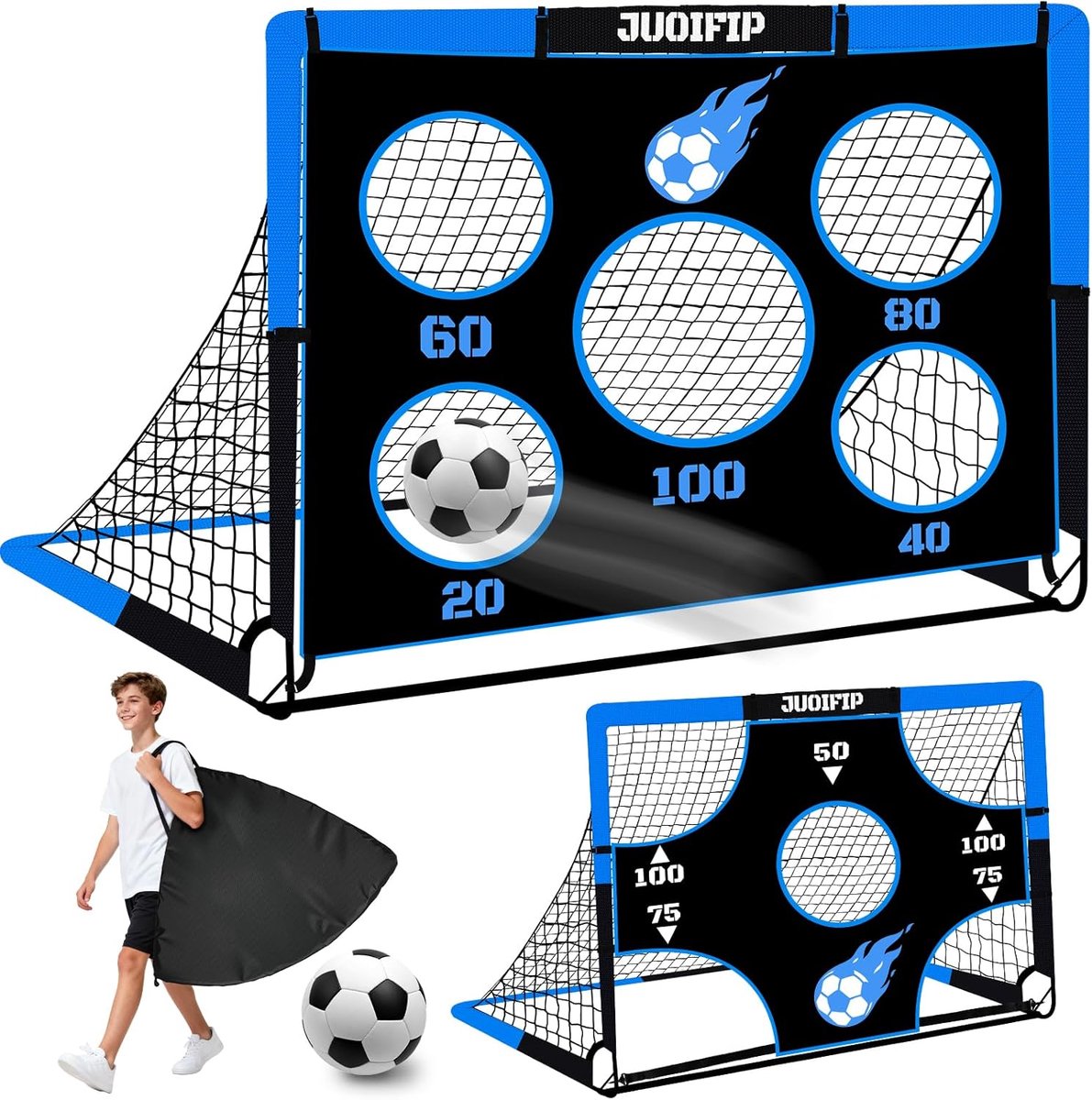Voetbaldoelen Kinderen - Sport Netten - Buiten Spelen - 3-in-1 Wisselbaar - 150 x 120 cm - Blauw