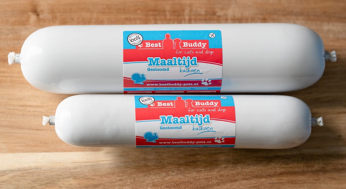 Best buddy Pets Gestoomde Maaltijdworst Kalkoen 800 gram - Glutenvrij - Best Buddy Pets