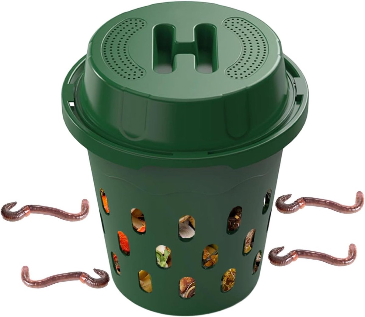 Ondergrondse Compostbak - Tuin Composter - Afval Verwerken - Efficiënte Luchtstroom - 24x24x274 cm - Beige Groen