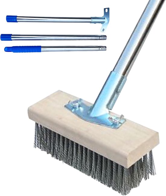 Betonschraper Terras - Buitenbezem Onkruidborstel - Terras Reinigen - Verstelbare Lange Steel - 20 CM Breed - Grijs — afbeelding 5