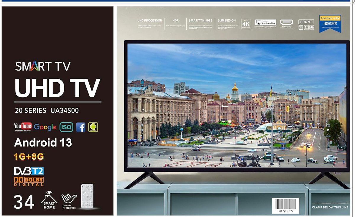 Smart LED Televisie - HD TV Android - Thuis Entertainment - Ingebouwde Wi-Fi - 32 Inch - Zwart