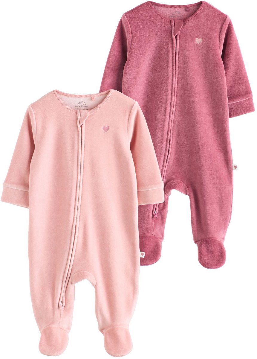 Next Velour Baby Sleepsuits 2 Pack