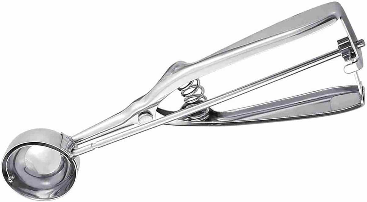 Ijsschep - Koekjeslepel - Meloenbollen maken - Ergonomische handgreep - 4 cm diameter - Zilver