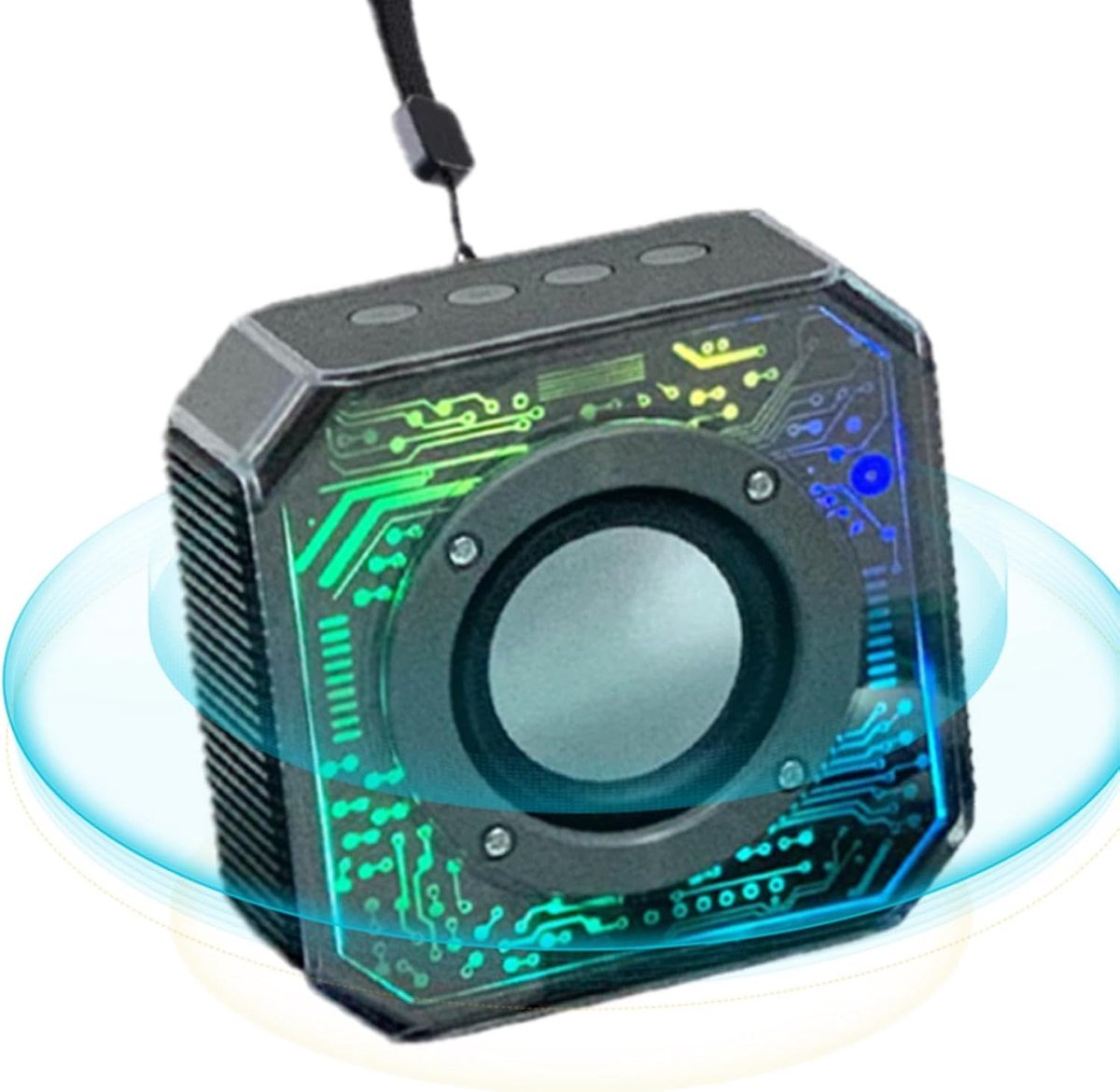 Draagbare Luidspreker - Draadloze Speaker - Buiten Luisteren - Kleurrijke Verlichting - 10.8 cm Hoog - Wit Zwart Groen