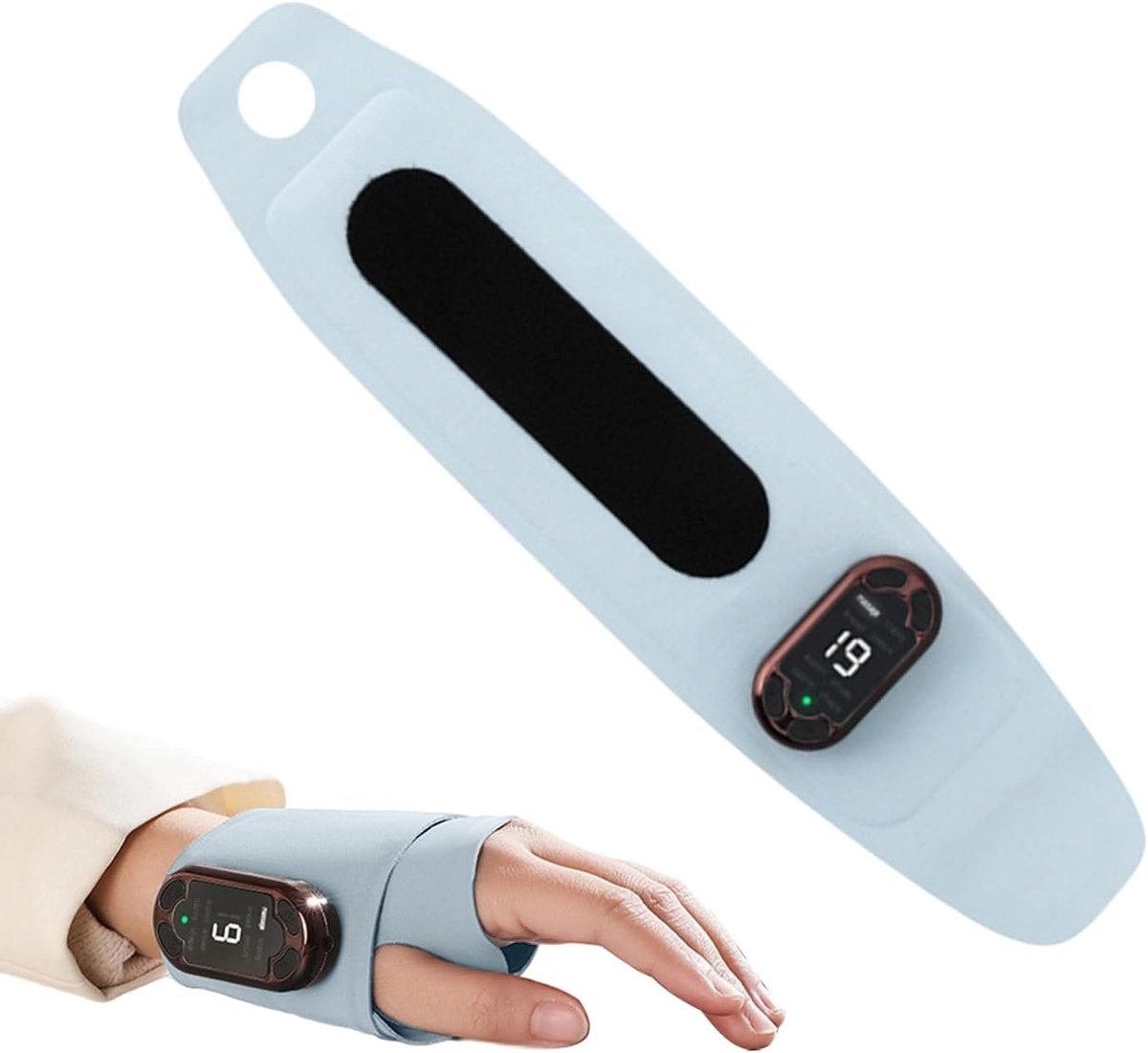 Elektrisch Polsapparaat - Verwarmde Bandage - Dagelijkse Ontspanning - 8 Massage Modi - 34 x 9 x 2 cm - Blauw