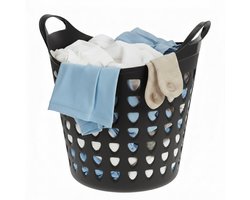 Excellent Houseware Flexibele wasmand - zwart - 26 liter - kunststof - 40 x 41 cm