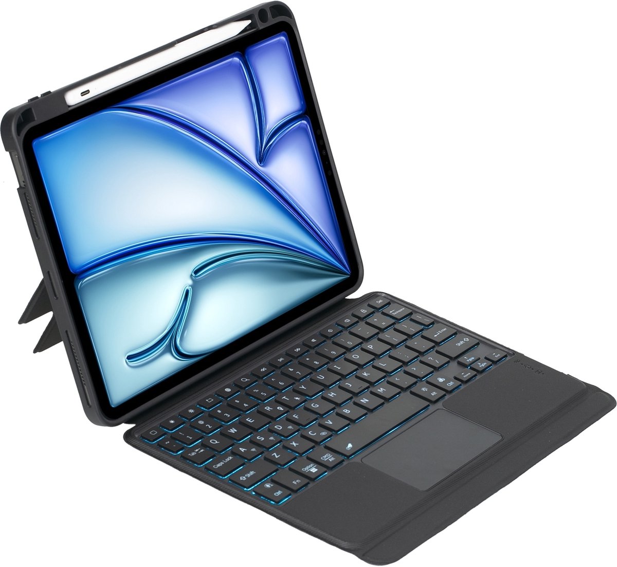 Mobigear Tablethoes geschikt voor Apple iPad Air 11 Inch (2026) Hoes | Mobigear Detachable Rotating QWERTY Bluetooth Toetsenbord Bookcase + Stylus Houder - Zwart
