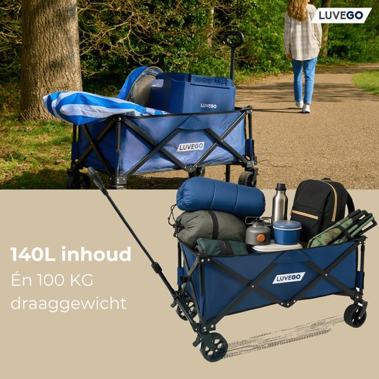 STRANDKAR / BOLDERKAR OPVOUWBAAR ZWART MET MASSIEVE BANDEN - Delta Bikes