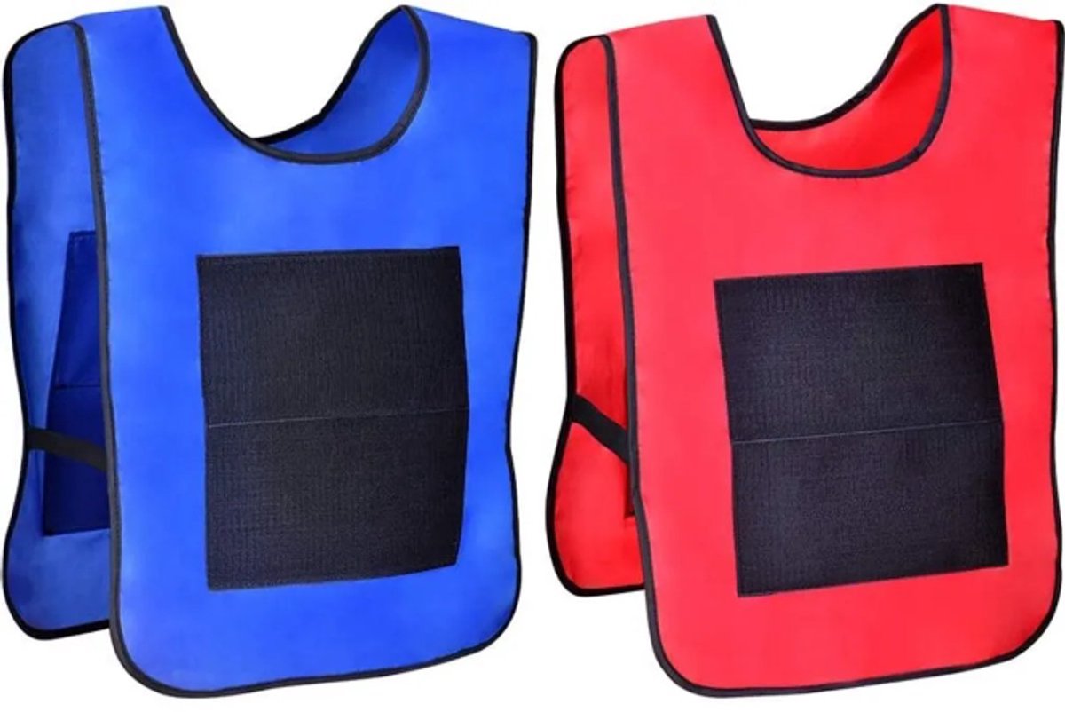 Klittenbandbalspel: 2 doelvesten met 10 klittenbandballen（willekeurige kleur）, werpspel met zelfklevende vesten, klittenbandbalvestenset voor kinderen.