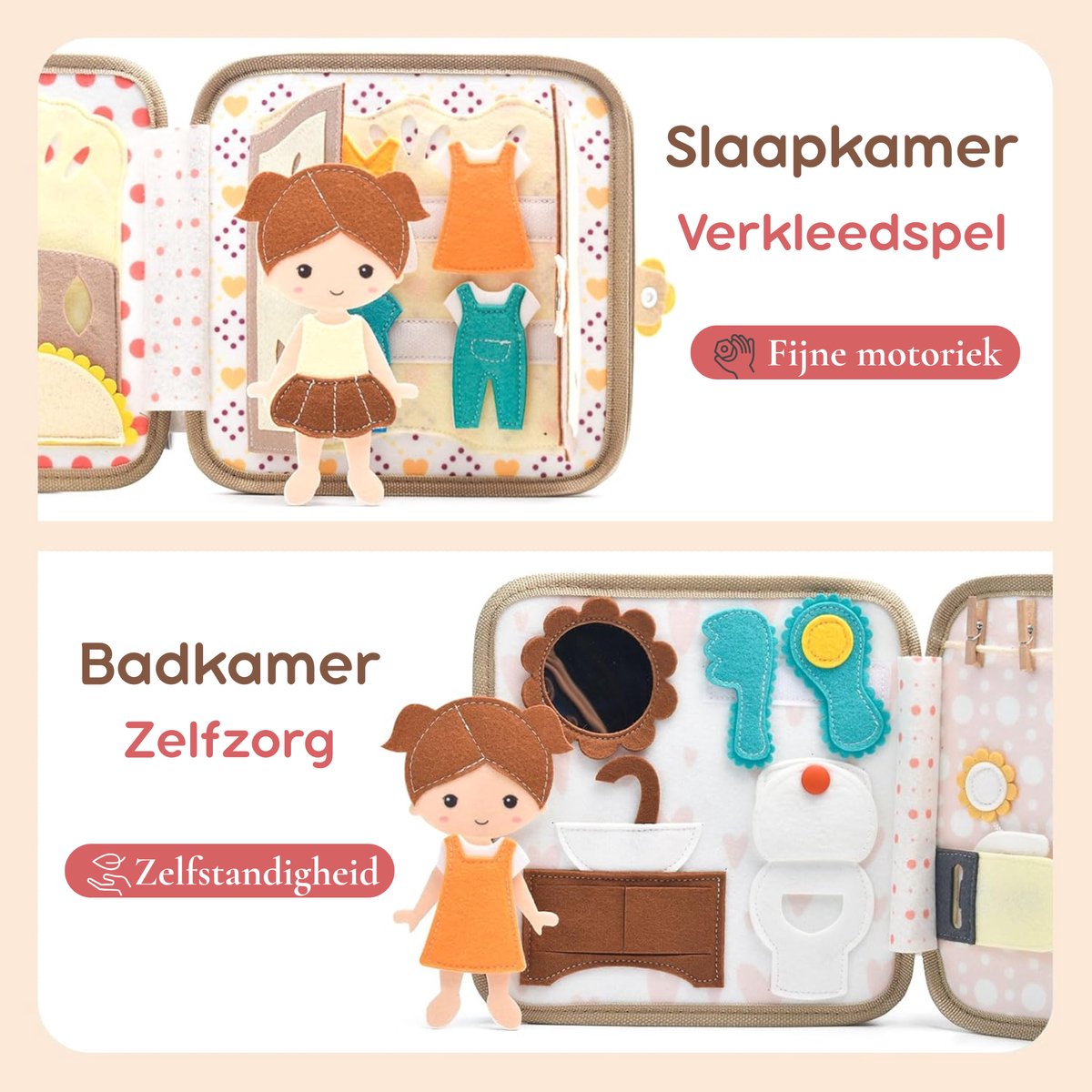 Joymaxx® Montessori Activiteitenboek Mijn Huisje - Busy Board Montessori Speelgoed 3-5 jaar - Speelgoed voor onderweg - Cadeau Meisje 4 jaar - Educatief Speelgoed voor in de auto — afbeelding 3