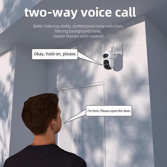 Beveiligingscamera Buiten - PTZ Camera Wifi - Huis Beveiligen - Dubbele Lens 360 - 30m Nachtzicht - Wit van Merkloos — afbeelding 3
