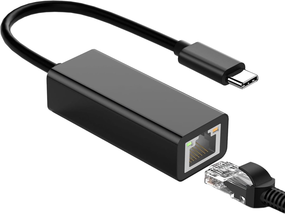 Netwerkadapter USB C - Ethernet Converter - Bekabeld Internet - Plug and Play Installatie - Compact Formaat - Zwart