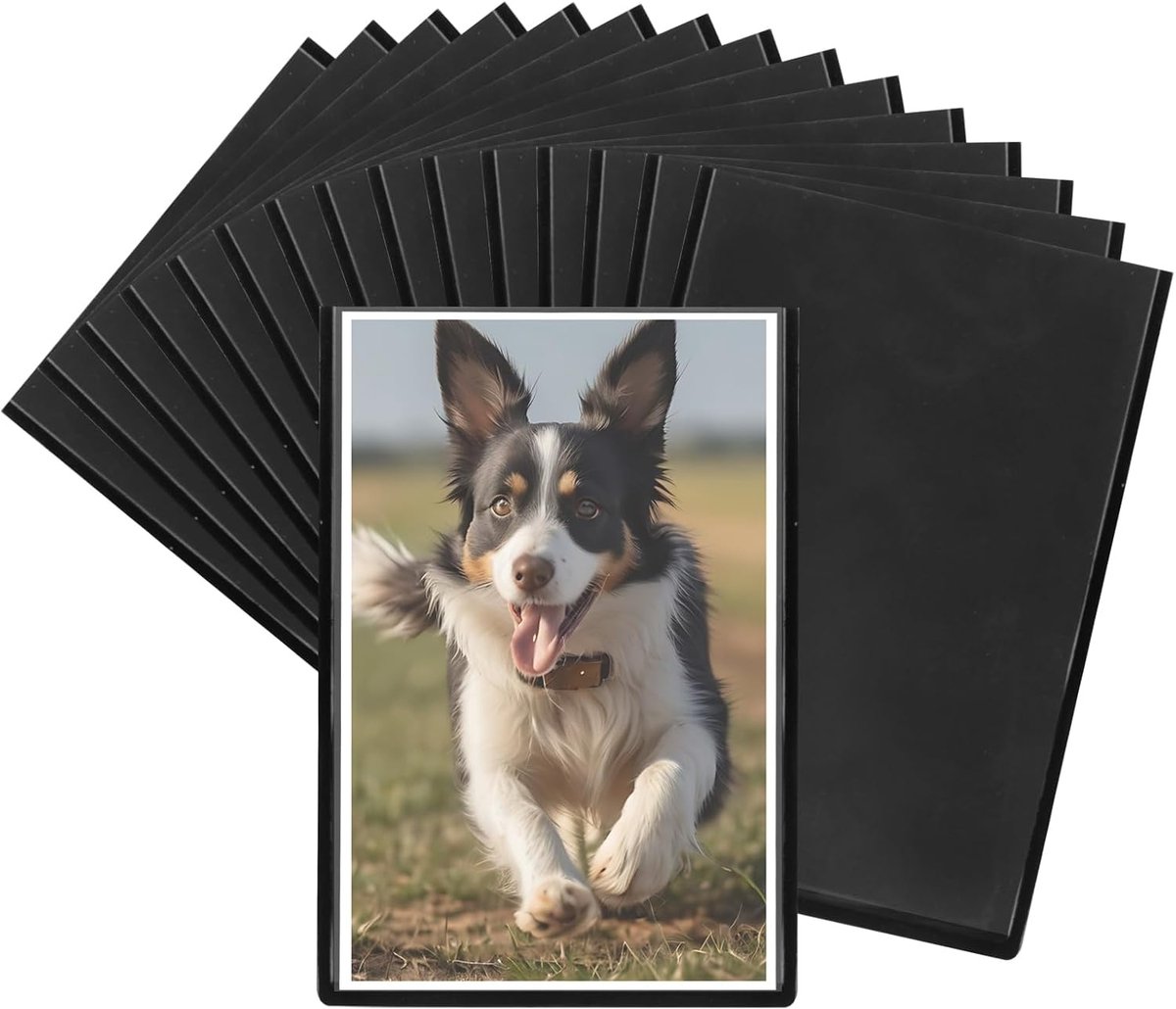 PromoHome magnetische fotolijsten set - 15 stuks zwarte koelkastmagneten voor foto's en ansichtkaarten