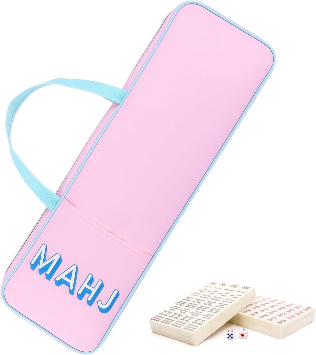 Mahjong Tas - Pusher Organizer - Spel Transport - Waterbestendig Oxford - 54 x 17 x 5 cm - Roze