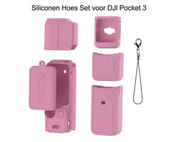 Beschermhoes geschikt voor DJI Osmo Pocket 3 - Inclusief Hoes voor Uitgebreide Batterij - Rosérood - Siliconen - Schokbestendig & Krasbestendig Camera Hoesje met Draagkoord