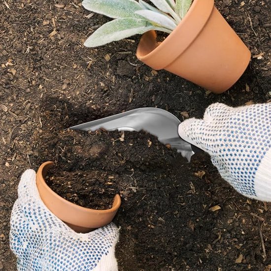 Roestvrijstalen tuinschep - Hoogwaardig tuingereedschap voor verplanten, graven, wieden en grondbewerking - Stevige schep en steel voor tuinliefhebbers — afbeelding 3