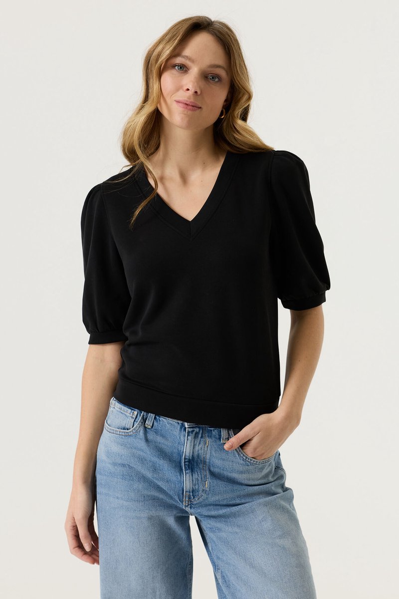 GARCIA Dames Effen Sweater Zwart 3/4 sleeve