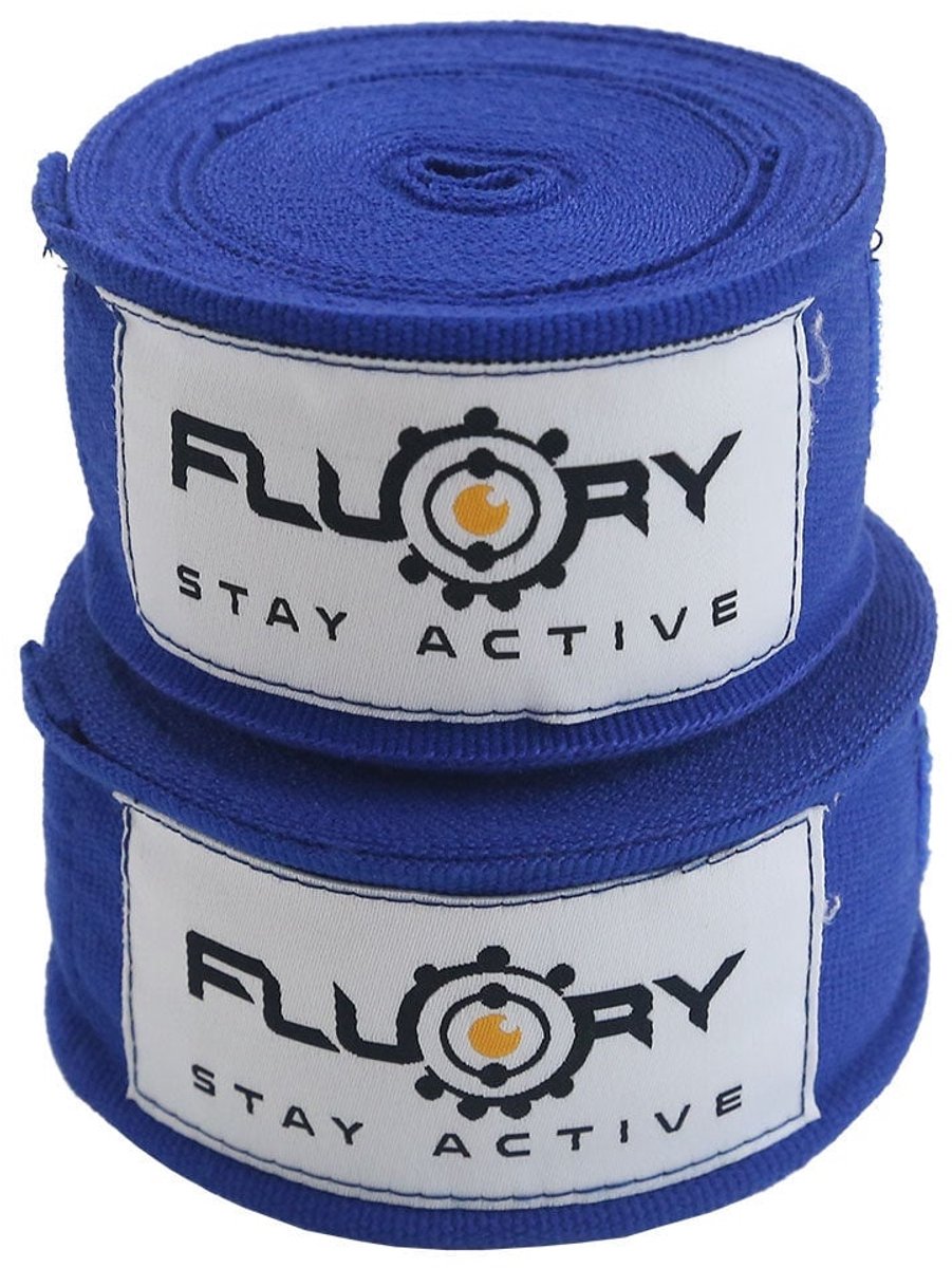 Fluory Boksbandages / Handwraps – Blauw – 400 cm – per Paar -