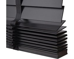 Houten Jaloezieën - Horizontale Luxaflex - Privacy en Zonwering - Massief Hout 50mm - 140x175cm - Zwart