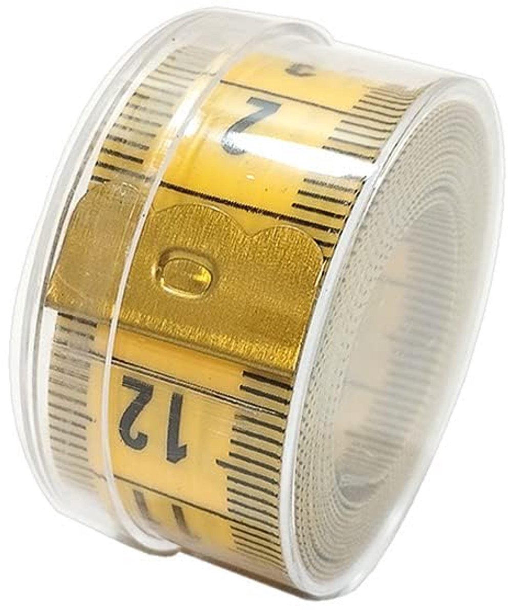 Flexibel Meetlint - Naaimeter Dubbelzijdig - Stoffen Lichaam Meten - Metalen Lipjes Aan Beide Kanten - 150 Centimeter - Geel