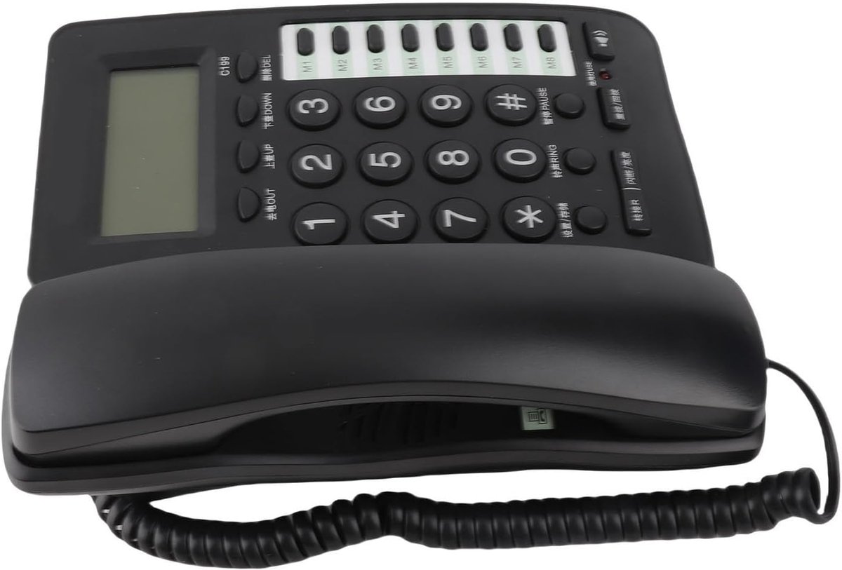 Vaste Telefoon - Huistelefoon Analoog - Kantoor Thuis - Nummerherkenning Luidspreker - 22 x 22 x 7 cm - Zwart