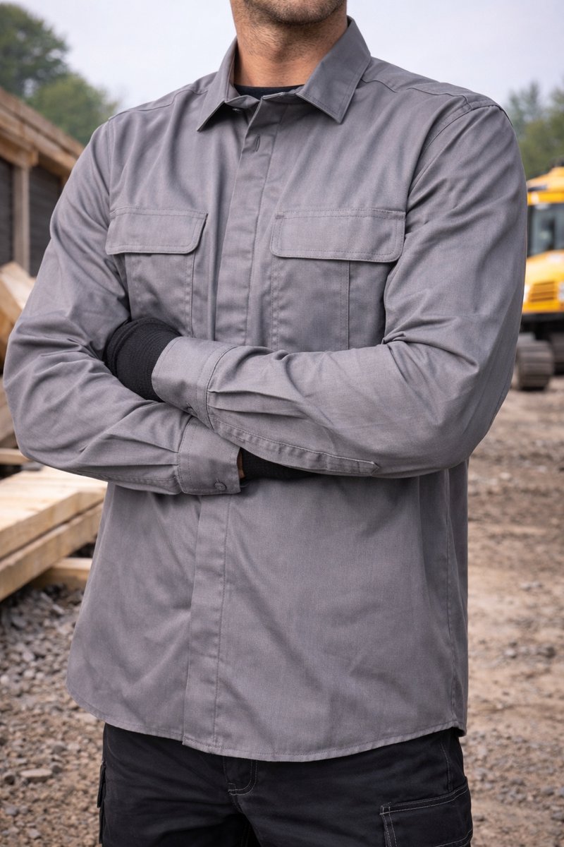 Werkblouse Snickers Workwear – Grijs – Maat L – Lange mouw – Duurzaam Werkshirt met Borstzakken