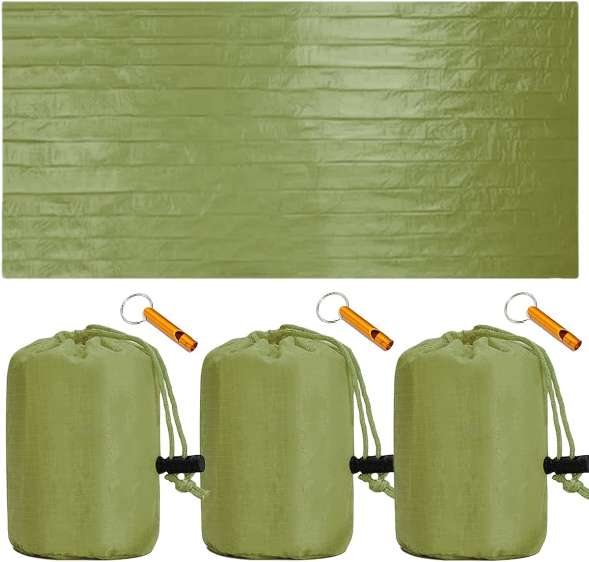 Nood Slaapzak - Bivakzak Huttenslaapzak - Outdoor Survival - Reflecteert Warmte - 90 x 215 cm - Groen