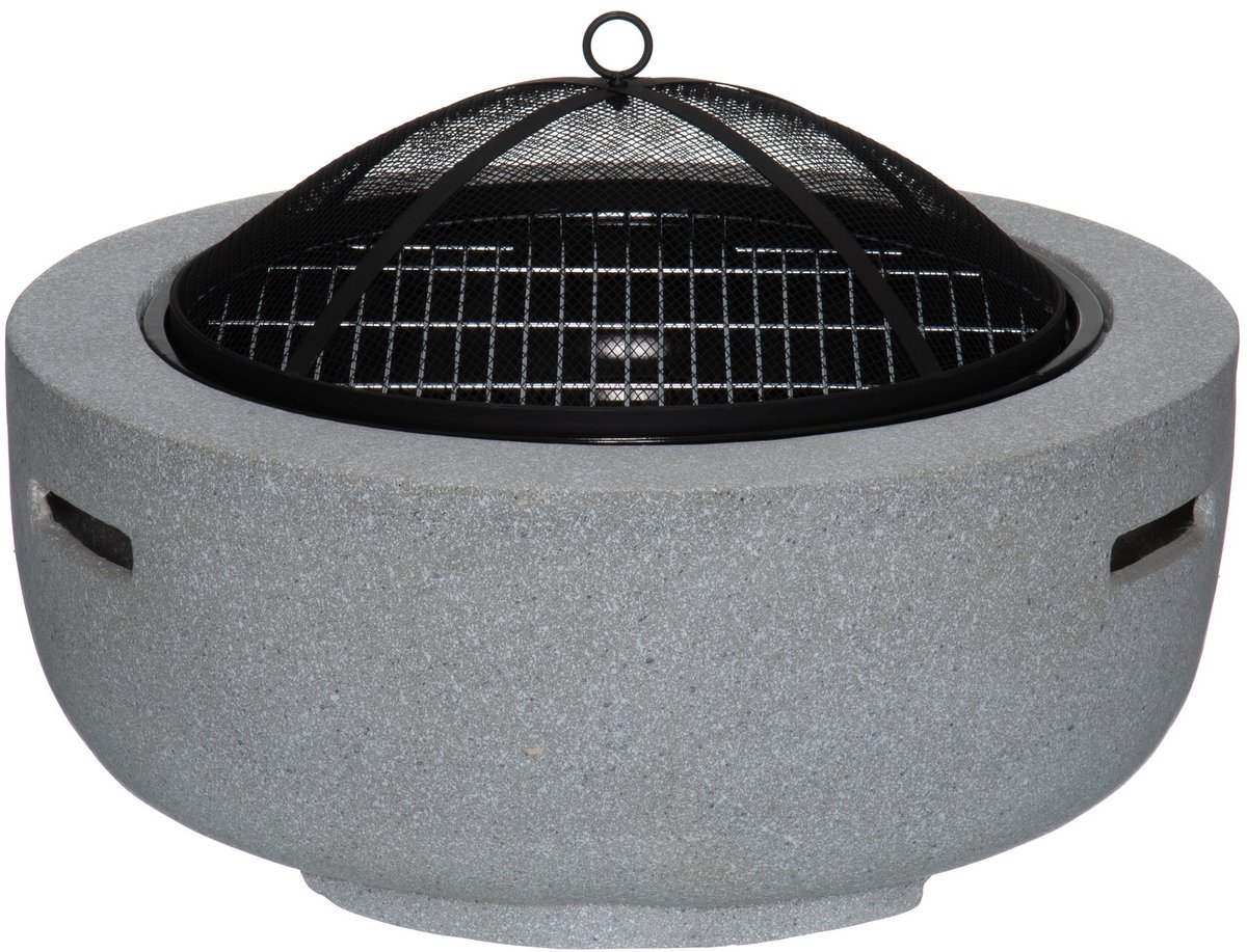 Mustang Vuurschaal met Grillrooster Ø43 cm – Moderne Fire Pit BBQ – Grijs – 60 cm