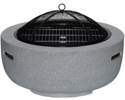 Mustang Vuurschaal met Grillrooster Ø43 cm – Moderne Fire Pit BBQ – Grijs – 60 cm
