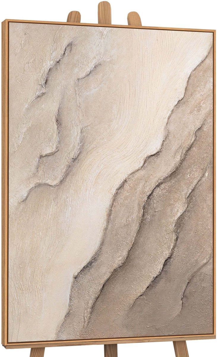 YS Schilderij "Sporen van de tijd" - Handgeschilderd canvas schilderij - Wanddecoratie Moderne kunst - Beige - Abstract - Muurdecoratie woonkamer - Slaapkamer decoratie - Kamer accessoires - Schilderij moderne kunst Wood 140x100