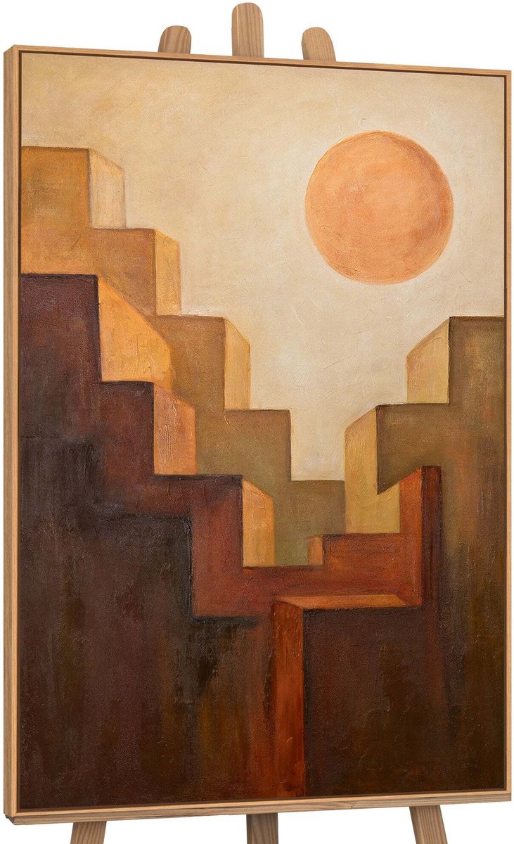 YS Canvas schilderij landschapsformaat handgeschilderd beklimming abstract krachtig – YS-Art Gallery – Inspirerende wanddecoratie voor woonkamer – Modern schilderij voor kantoor Wood