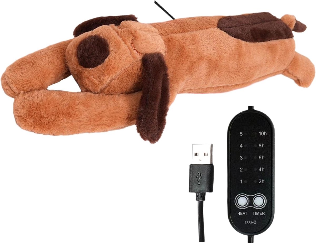 Warmtekussen Hond - Verwarmbaar Pluche - Ontspanning & Comfort - Instelbare Temperatuur - 60 x 16 cm