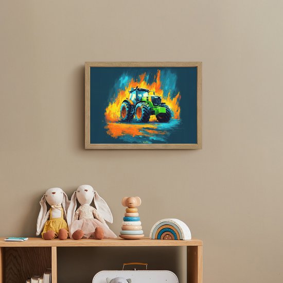 Nachtlampje 40x30 cm - Kinder lamp - Abstract - Tractor - Groen - Tafellamp kinderkamer draadloos - Slaapkamer lampje - Bedlamp kinderen - Kinderlampje - Wandlamp babykamer - Nachtlampjes van Merkloos — afbeelding 3