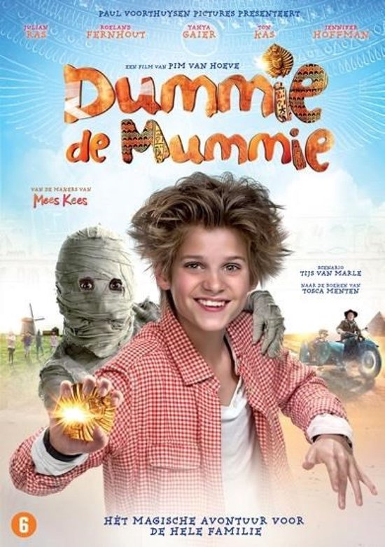 Filmaffiche Dummie de Mummie met een jongen en een mummie.