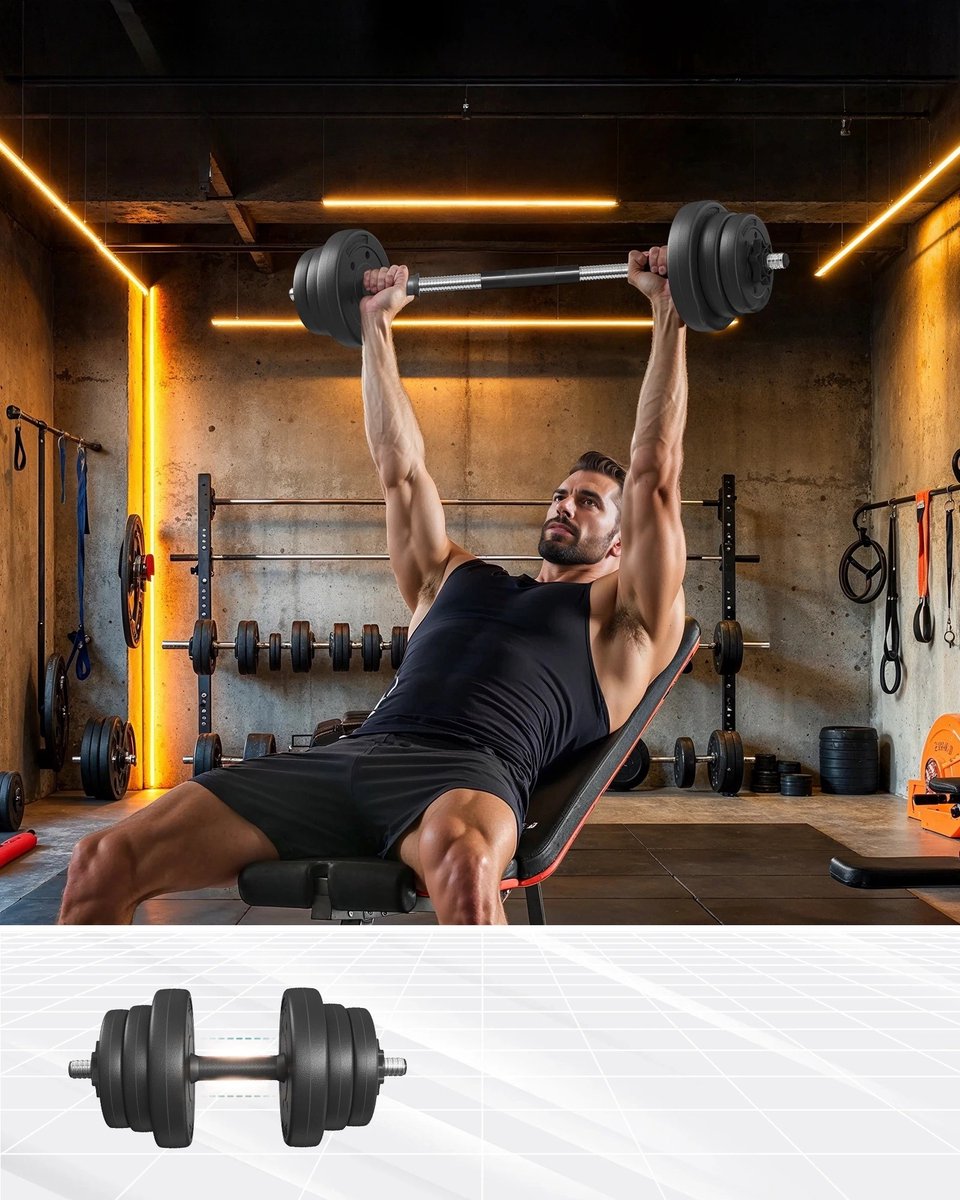 Dumbells set - Halter set - Dumbells 20 kg - Verstelbare dumbbells - Fitness gewichten - Fitness - Set 20KG (2x10KG) - Krachttraining Gewichten - Set voor Thuis Fitness – foto 2
