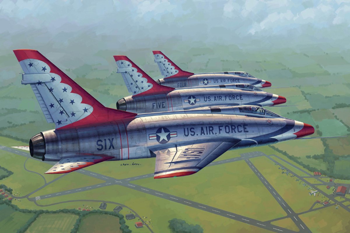 Trumpeter Modelbouwpakket Militaire voertuigen - 02822 North American F-100D Thunderbirds - Amerikaans Straaljager Plastic - 1:48 - Modelbouw