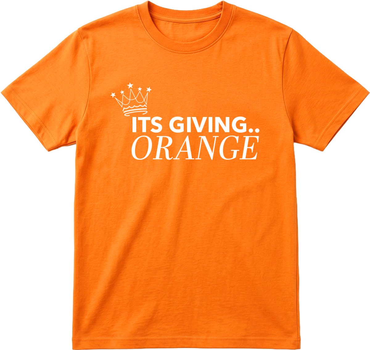 Koningsdag Kleding | Fotofabriek Koningsdag t-shirt heren | Koningsdag t-shirt dames | Oranje shirt | Maat S | It's giving.. Orange
