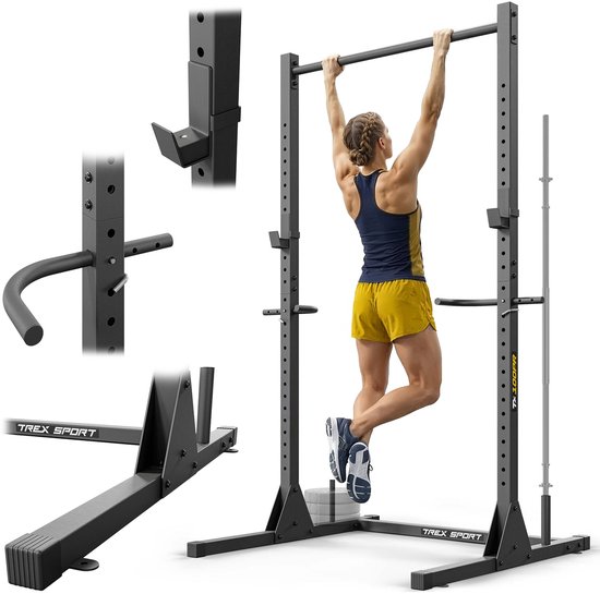 Trex Sport TX-100PR – Pull-up & Dip Station – Krachtstation – Optrekstation – Multifunctioneel Wandrek – Vrijstaand & Verstelbaar – Robuuste Staalconstructie – Max. 300 kg