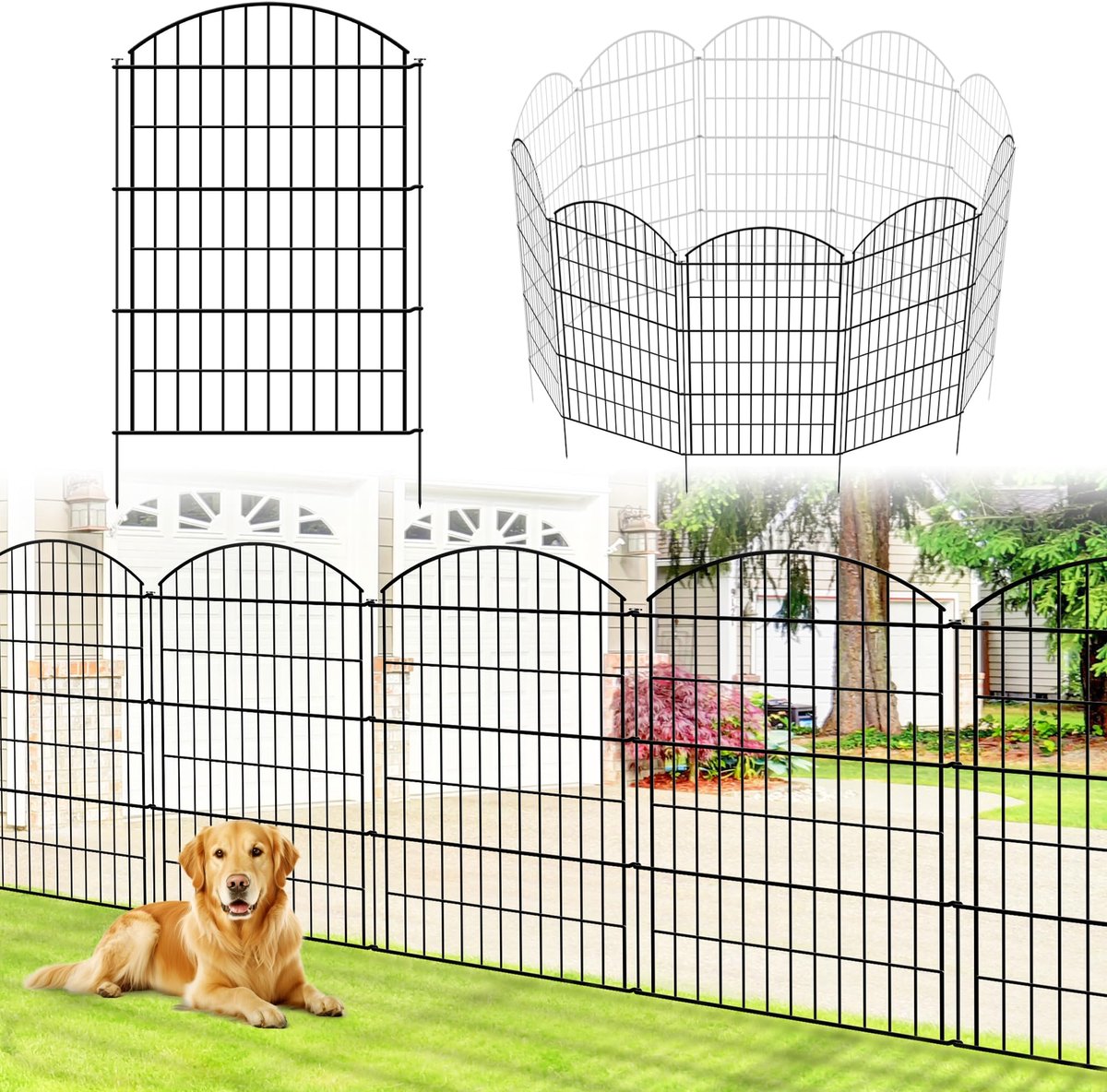 Tuinhek - Roestvrijstalen Dieren Barrière - 5 Panelen, 3,5 m Lengte