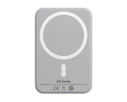 AB Goods Magnetische Oplader Powerbank – 5.000 mAh Draadloze MagSafe – Geschikt voor iPhone Oplader 12 t/m 17 – Compatibel als Oplader iPhone – Snellader – MFI-Gecertificeerd – Uitsluitend te gebruiken met MagSafe-Toestellen