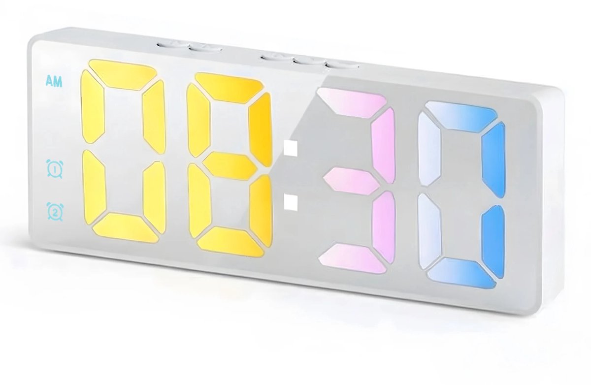 Lumivéra® - Digitale Wekker - Digitale Klok - Wekkers voor Kinderen & Volwassenen - Reiswekker - Slaapkamer - Led Wekkers Digitaal - Alarmklok - Wit Kleurvariant