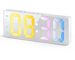Lumivéra® - Digitale Wekker - Digitale Klok - Wekkers voor Kinderen & Volwassenen - Reiswekker - Slaapkamer - Led Wekkers Digitaal - Alarmklok - Wit Kleurvariant